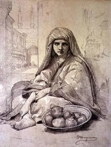 Algerian Girl Selling Pomegranates