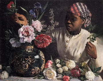 African Woman with Peonies