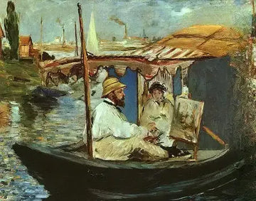 Claude Monet Working on his Boat in Argenteuil 1874