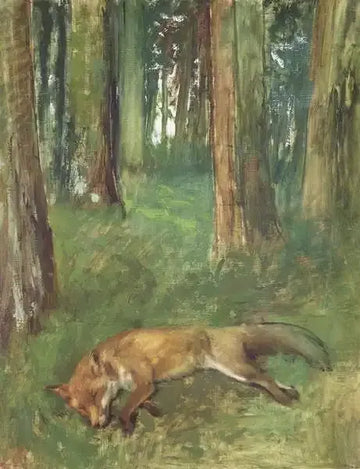 Dead fox lying in the Undergrowth, 1865