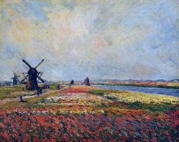 Fields Of Flowers And Windmills Near Leiden