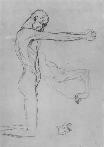 Kneeling Male Nude With Sprawled Out Arms, Male Torso