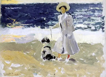 Lady and Dog on the Beach, 1906