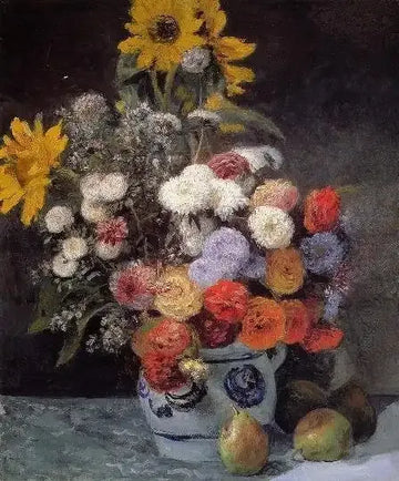 Mixed Flowers In An Earthenware Pot