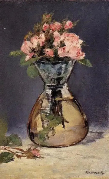 Moss Roses In A Vase