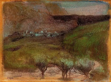 Olive Trees against a Mountainous Background