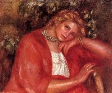 Pensive Young Woman Leaning On Her Elbow