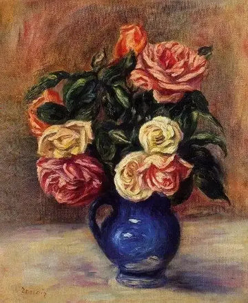 Roses In A Blue Vase