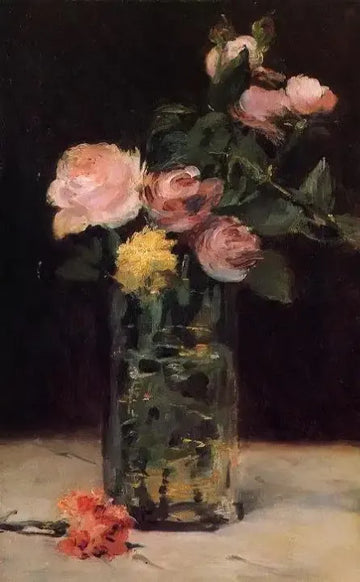 Roses in a Glass Vase