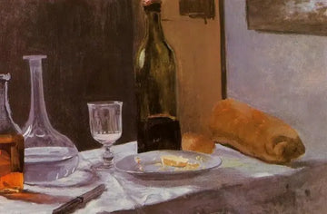 Still Life With Bottle Carafe Bread And Wine