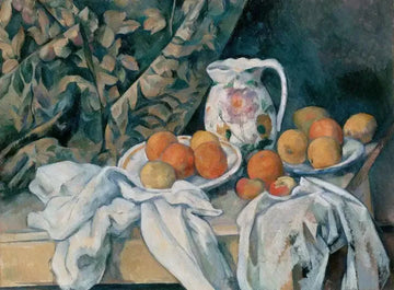 Still Life With Curtain And Flowered Pitcher