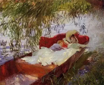 Two Women Asleep In A Punt Under The Willows