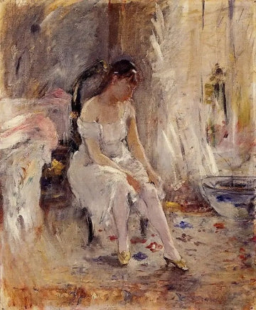 Woman Getting Dressed Aka Young Woman Fastening Her Stockings