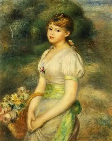 Young Girl With A Basket Of Flowers