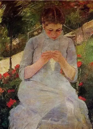 Young Woman Sewing in the garden, c.1880-82