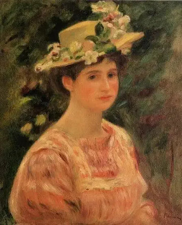 Young Woman Wearing A Hat With Wild Roses